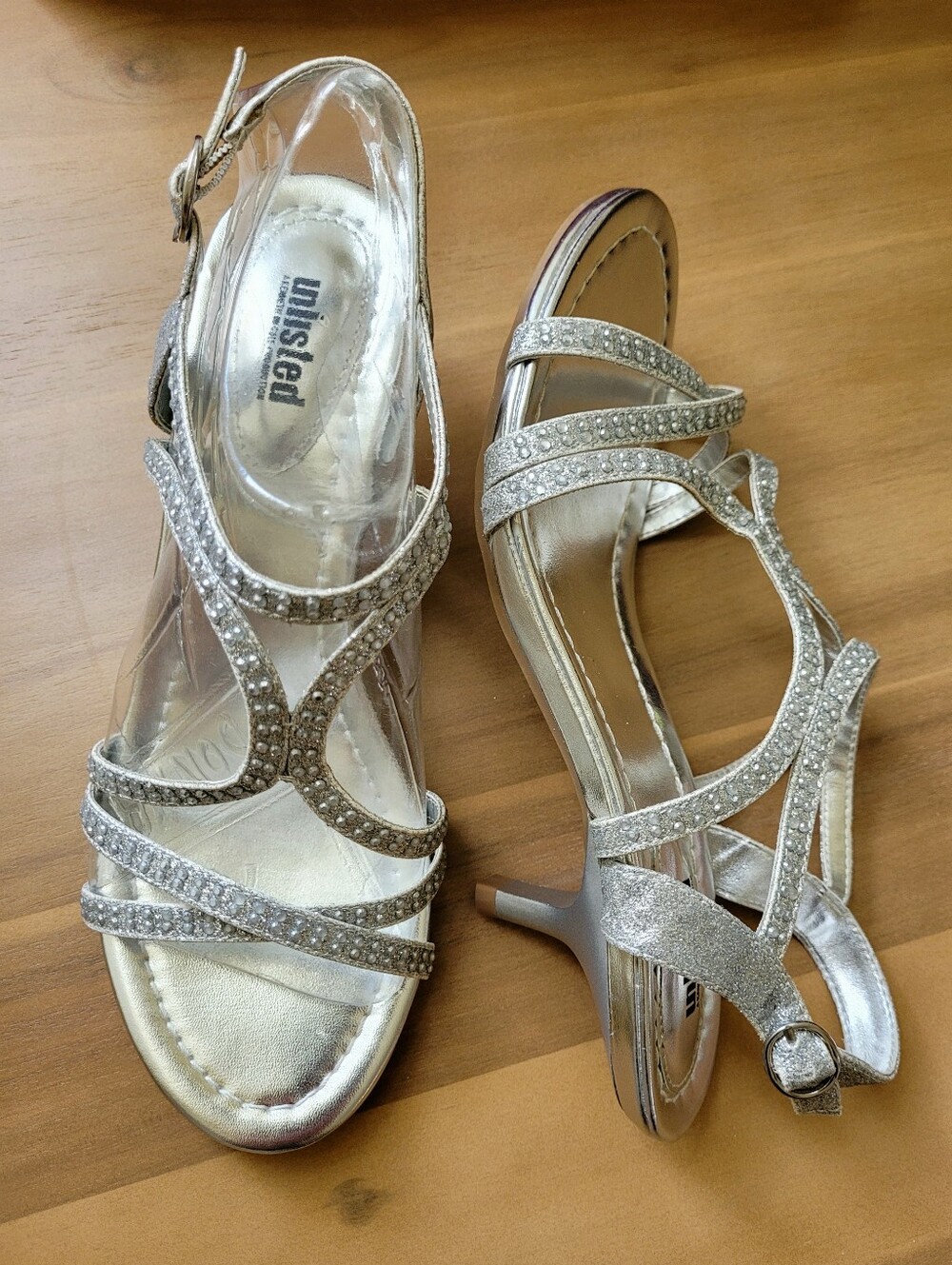 Woman's Silver Strappy Evening Heels